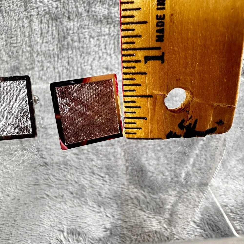 Vintage Dante Silver Tone Square Cufflinks Textured Modernist Mid‎ Century